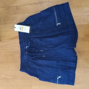 Womens DKNY Jeans pull On Linen Blend Shorts Size Small Med XL Navy Blue NWT